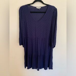 Speechless Navy Blue Loose Flowy Embroidery Tunic Boho Dress Medium